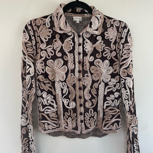 Y2k Phase Eight sheer embroidered blouse - Picture 2 of 5
